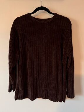 Vintage Brown Ribbed Crew Neck Sweater